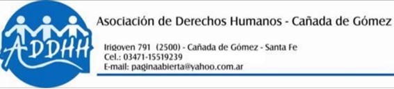 Comunicado de repudio de la Asociación de DD.HH de Cañada de Gómez  a la presidenta comunal de Classon